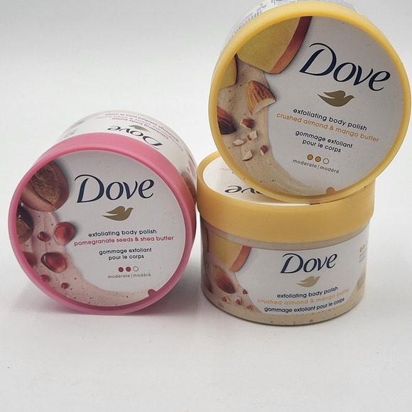 Dove Other - Lot of 3 Dove Exfoliating Body Polish 10.5oz. Pomegranate & Shea, Almond & Mango